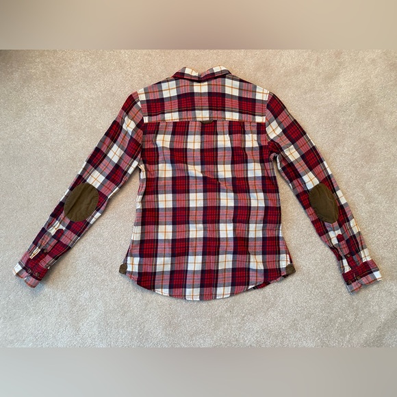 H&M - Plaid Button Down Shirt, Red - Picture 2 of 5